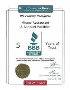 Better Business Bureau (BBB)- Mirage Banquet Edmonton